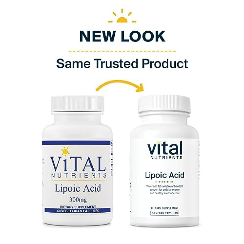 Vital Nutrients - 리포산 - 다목적 영양소 및 강력한 항산화제 - 병당 60 식물성 캡슐 - 300 mg