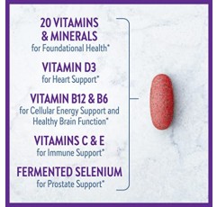 뇌, 심장, 소화기, 전립선 및 면역 지원을 위한 New Chapter 남성용 종합 비타민 50 플러스 20가지 이상의 영양소 + 아스타잔틴 함유 - 모든 남성의 하루 55세 이상, 위장에 순함 - 48ct