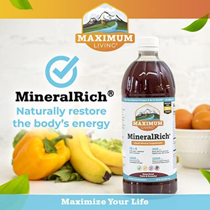 Maximum Living MineralRich Minerals Supplement - 비타민과 미량 미네랄의 액체 혼합 - 32온스