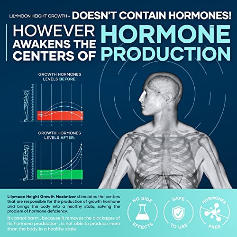 LILYMOON 키 성장 맥시마이저 - Made in USA - 어린이와 청소년이 자연스럽게 키를 성장할 수 있는 프리미엄 최고 키 성장 보조제 - 궁극적인 뼈 지원 복합체가 포함된 키 성장 알약