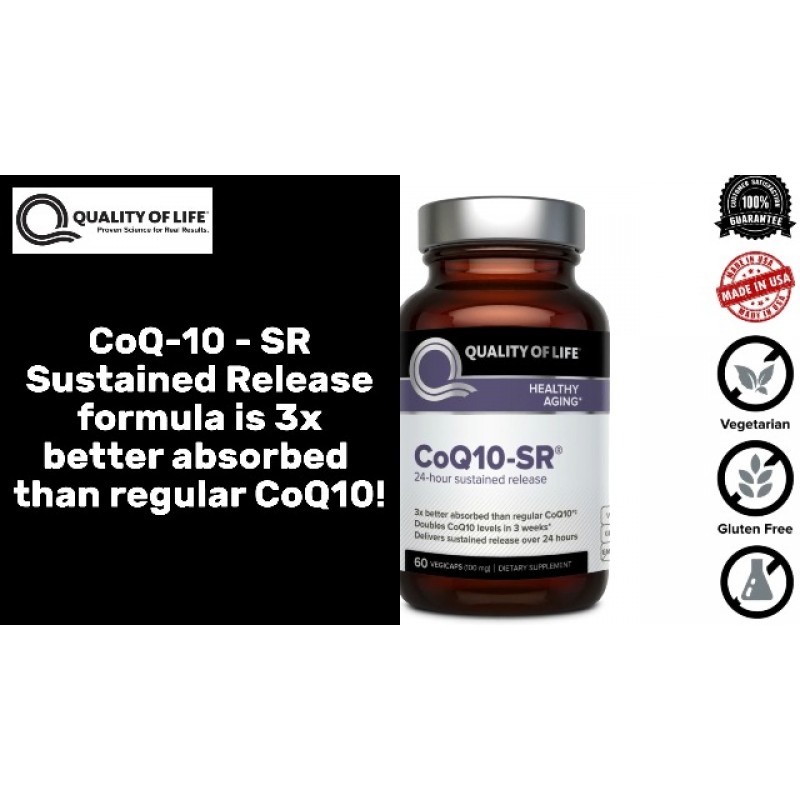 강력한 CoQ10 보충제 – 흡수 강화를 위한 지속 방출 MicroActive CoQ10 – 캡슐당 100mg의 CoQ10이 면역 및 에너지 지원 –60 식물성 캡슐