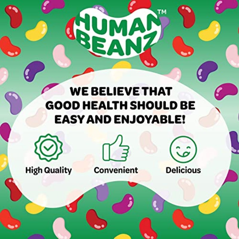 Human Beanz 어린이용 비타민 D3 젤리빈 구미, 25mcg/1000IU 비타민 D, 영양 채식 보조식품, 딸기 블래스트 젤리빈 120개, 코셔