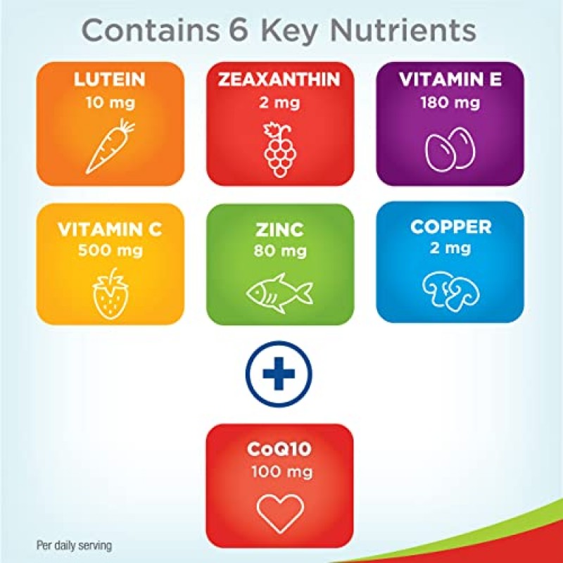PreserVision AREDS 2 심장 건강을 위한 CoQ10 함유 눈 비타민, 루테인, 제아잔틴, 비타민 C 및 E, 아연, 구리, 소프트젤 100정
