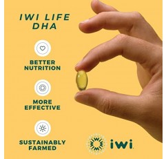 IWI Life 오메가-3 조류 기반 DHA - 60 소프트젤 - 500mg 비건 DHA - 신체, 눈, 뇌 지원을 위한 심장 건강 및 면역 보조제 - 글루텐 프리 및 비 GMO - 30일 분량