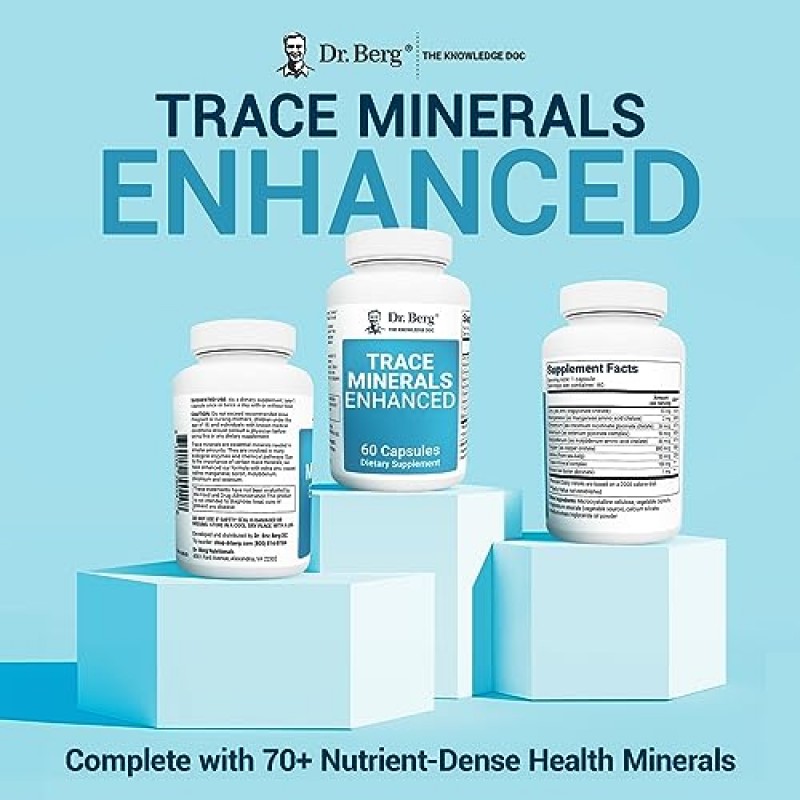 Berg Trace Minerals Enhanced Complex - 70가지 이상의 영양이 풍부한 건강 미네랄 함유 - 천연 성분으로 제조 - 건강 보조식품 - 60 캡슐