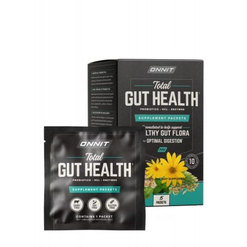 ONNIT Total Gut Health - 여성 및 남성을 위한 완전한 프로바이오틱스 및 소화 효소 보충제 | 5가지 계통의 프로바이오틱스, 프리바이오틱스, 효소, 베타인 HCL