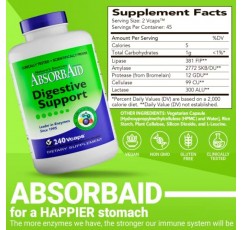 AbsorbAid 소화 효소 240 vCaps, 필수 영양소 흡수를 최대 71% 증가시키는 것으로 입증됨