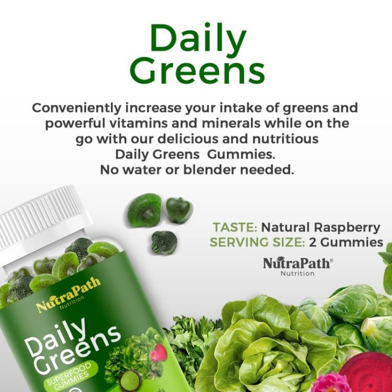 Superfood Daily Greens Gumies - 면역력, 에너지를 위한 과일, 채소 및 슈퍼 푸드 - 60 Gummies