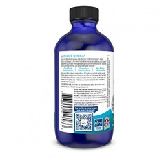 Nordic Naturals Ultimate Omega Liquid, 레몬 맛 - 4온스 - 2840mg 오메가-3 - EPA 및 DHA가 함유된 고효능 오메가-3 생선 기름 보충제 - 뇌 및 심장 건강 증진 - 유전자 변형 성분 없음 - 24회분