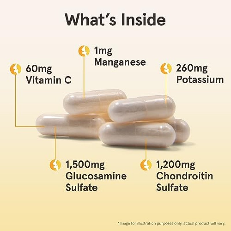 Jarrow Formulas 글루코사민 + 콘드로이틴 - 240 캡슐 - 관절 건강 영양 지원 - 비타민 C 및 망간 함유 - 60회 제공량
