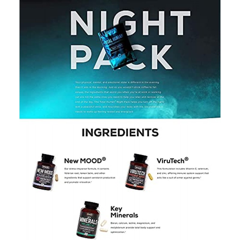 ONNIT 남성 및 여성을 위한 토탈 휴먼 데이 앤 나이트 비타민 팩, 7일 공급 캡슐- 성인용 종합비타민