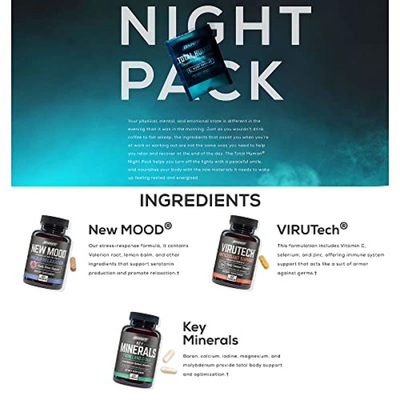 ONNIT 남성 및 여성을 위한 토탈 휴먼 데이 앤 나이트 비타민 팩, 캡슐, 30일분 - 성인용 종합비타민