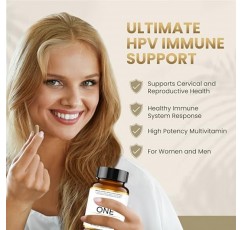 여성 및 남성을 위한 HPD Rx ONE Immunity Boost 종합 비타민 HPV 보충제 | 첨단면역방어 지원 | HPV 면역 반응에 도움 | 1개월분, 180캡슐, 1팩