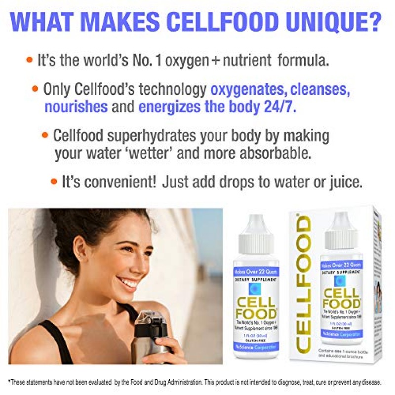 Cellfood 액체 농축액 - 1 액량 온스, 5 팩 - 산소 + 영양 보충제 - 면역 체계, 에너지, 지구력, 수화 및 전반적인 건강 지원 - 글루텐 프리, 비 GMO, 코셔 - 22쿼트 이상 생산