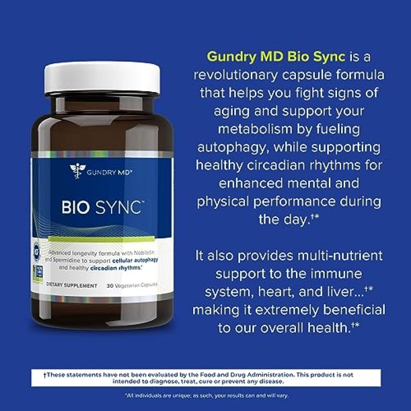 주간 에너지를 위한 Gundry MD® Bio Sync 보충제, 집중력과 기억력 지원†* - (30회 제공량)