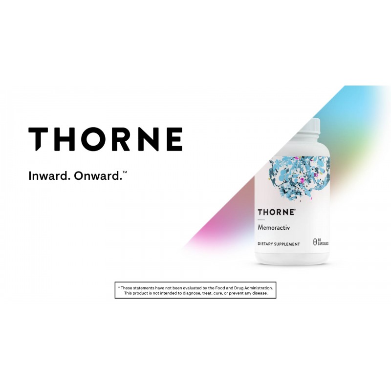 Thorne Memoractiv - 집중력, 창의력 및 집중력을 위한 누트로픽 뇌 보조제 - Ashwagandha, 은행나무, Lutemax, Bacopa, Pterostilbene - 글루텐 프리, 유제품 프리 - 60 캡슐 - 30회 제공량