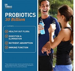 Dr. Tobias 프로바이오틱스 300억, 10가지 계통, 300억 CFU, 소화기 건강을 위한 표적 방출 프로바이오틱스, 여성과 남성을 위한 상온 보관 프로바이오틱스, 유전자 변형 성분 없음, 90캡슐, 90회분