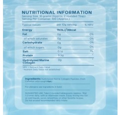 가수분해된 해양 콜라겐 펩타이드 분말. 캐나다 자연산 생선 껍질(비늘 아님)-Colageno Hidrolizado en Polvo- 피부, 모발, 관절 및 소화에 필요한 필수 단백질 보충제- 해양 분말(1kg)
