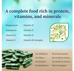 BioPure 클로렐라 성장 인자 캡슐 – 신진대사, 해독 및 면역력을 지원하는 단백질, 비타민, 미네랄 및 아미노산이 함유된 영양이 풍부한 기능성 식품 슈퍼푸드 – 100 캡슐