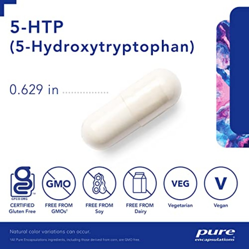 순수 캡슐화 5-HTP 100mg | 뇌, 수면, 섭식 행동 및 세로토닌 지원을 위한 5-하이드록시트립토판 보충제* | 60 캡슐