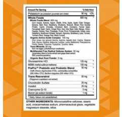 Youngevity Beyond Tangy Tangerine 2.0 종합 비타민 및 미네랄 복합체 - 천연 및 전체 식품으로 제작 | 160,000 ORAC | 120정 | 1병