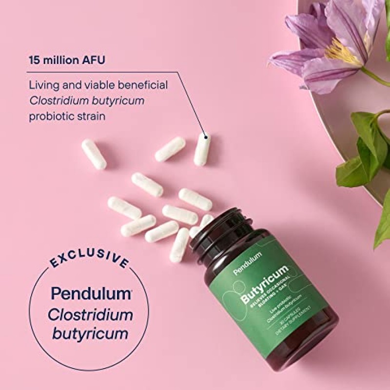 장 건강을 위한 Pendulum Butyricum - 소화기 건강을 위한 부티르산 보충제 - 1,500만 AFU 라이브 프로바이오틱 Clostridium Butyricum은 간헐적인 위장 불편, 팽만감 및 설사를 완화합니다.