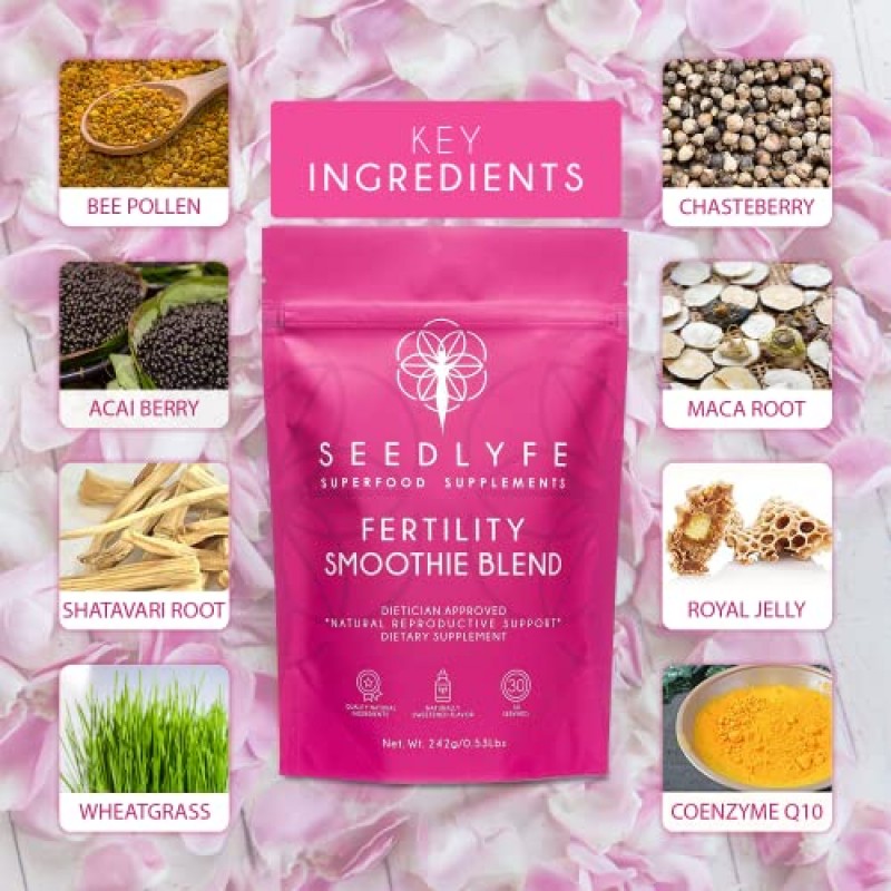 여성 및 남성을 위한 Seedlyfe 불임 보조제 – Coq10, 마카 루트, Vitex – 슈퍼푸드 음료 믹스, 30회분