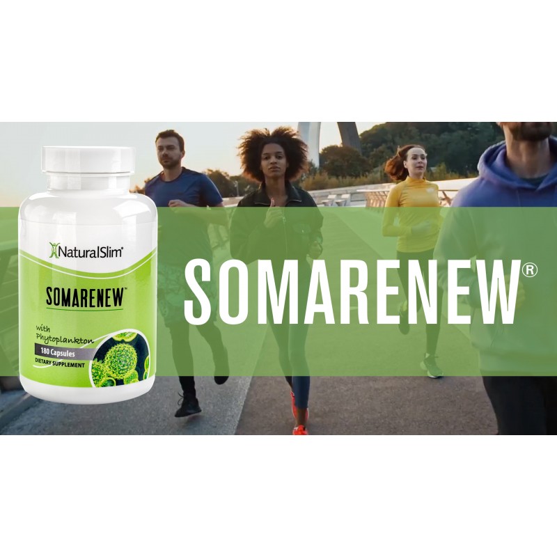 NaturalSlim Somarenew 대사 부스터, 에너지 보충제 및 천연 클렌저 - 해양 식물성 플랑크톤(오메가 3) 및 블랙 풀빅산이 함유된 슈퍼푸드 및 완전한 영양 캡슐 - 180 캡슐