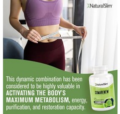 NaturalSlim Somarenew 대사 부스터, 에너지 보충제 및 천연 클렌저 - 해양 식물성 플랑크톤(오메가 3) 및 블랙 풀빅산이 함유된 슈퍼푸드 및 완전한 영양 캡슐 - 180 캡슐