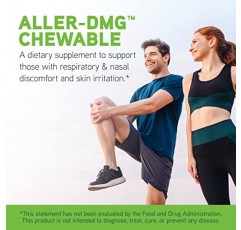 DaVinci Labs Aller-DMG 츄어블 - 호흡기, 비강 및 피부 건강을 지원하는 건강 보조 식품 - 비타민 C, DMG 등 함유 - 글루텐 프리 - 오렌지 크림 맛 - 120 츄어블 채식 정제