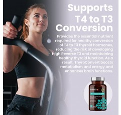Miss Lizzy ThyroConvert – 건강한 간 기능을 위한 유기 셀레노메티오닌 및 T4에서 T3 갑상선 호르몬으로의 전환으로 신진대사 및 에너지 증진, 맑은 정신 및 산화 스트레스 감소 – 60 캡슐
