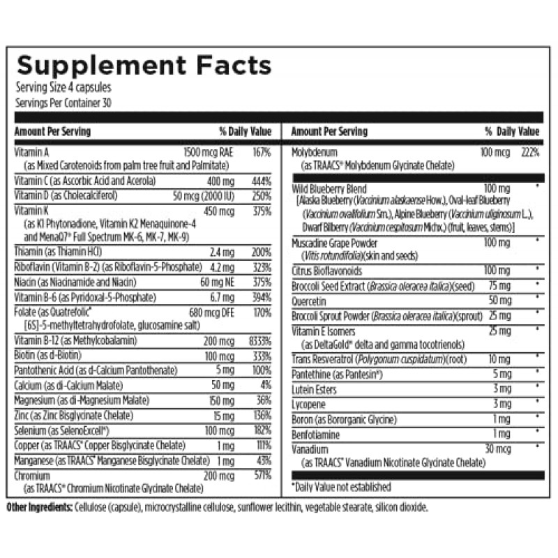 Designs for Health Primal Multi - 엽산, 토코트리에놀, 루테인 + 브로콜리 씨, 면역 지원 비타민 D(2000 IU), C + 아연(120 캡슐)이 함유된 고생물 친화적 종합 비타민 보충제