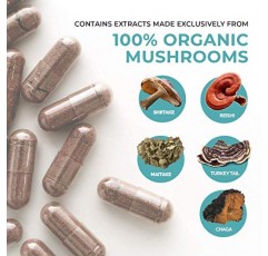 진짜 버섯 에르고티오네인(60ct) 및 5개 디펜더(200ct) 번들 - 칠면조 꼬리, 표고버섯, 영지버섯, 차가버섯, 잎새버섯, 굴 함유 - 천연 장수 및 면역력 - 비건, 글루텐 프리, 유전자 변형 성분 없음