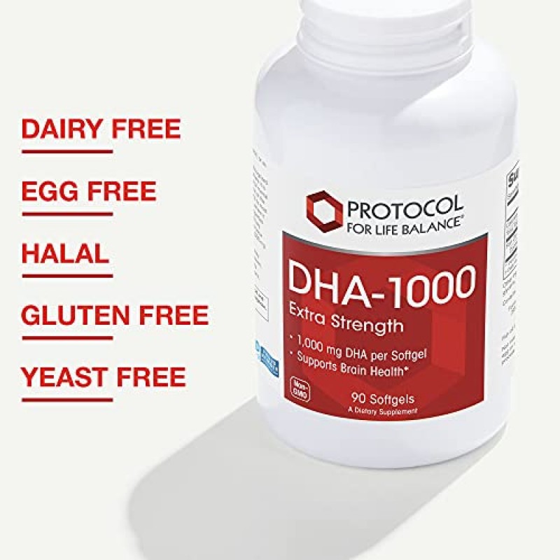 라이프 밸런스를 위한 프로토콜 - DHA 1000mg 추가 효능 - 뇌 건강, 인지 기능, 신경계, 망막 및 눈 건강 지원 - 90 소프트젤