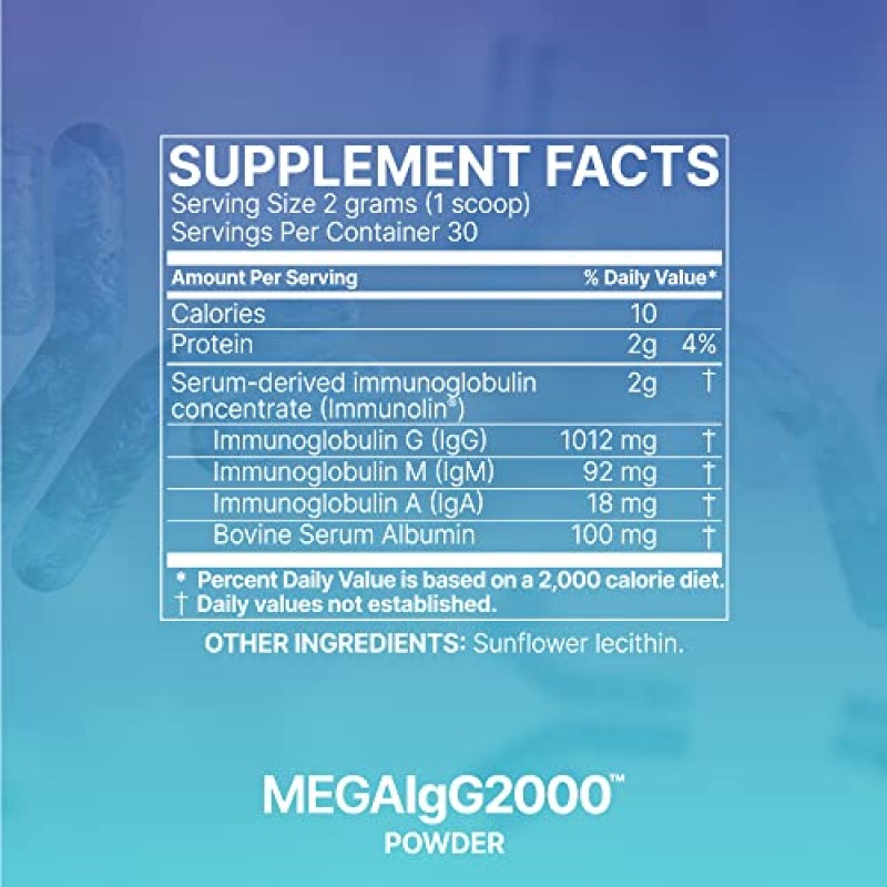 Microbiome Labs 효모 밸런스 번들 - Mega IGG2000 유제품이 함유되지 않은 소 세럼 파우더 면역글로불린 보충제(2.1온스) + MegaMycoBalance 운데실렌산 및 꿀벌 프로폴리스 추출물(180캡슐)