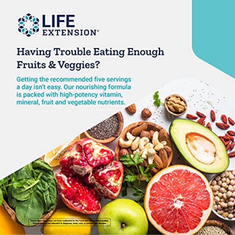 Life Extension 믹스 파우더 - 고효능 비타민, 미네랄, 과일 및 야채 보충제 - 전신 건강 및 면역력 지원을 위한 완벽한 일일 채소 블렌드 - 글루텐 프리 - 12.70oz(30회분)