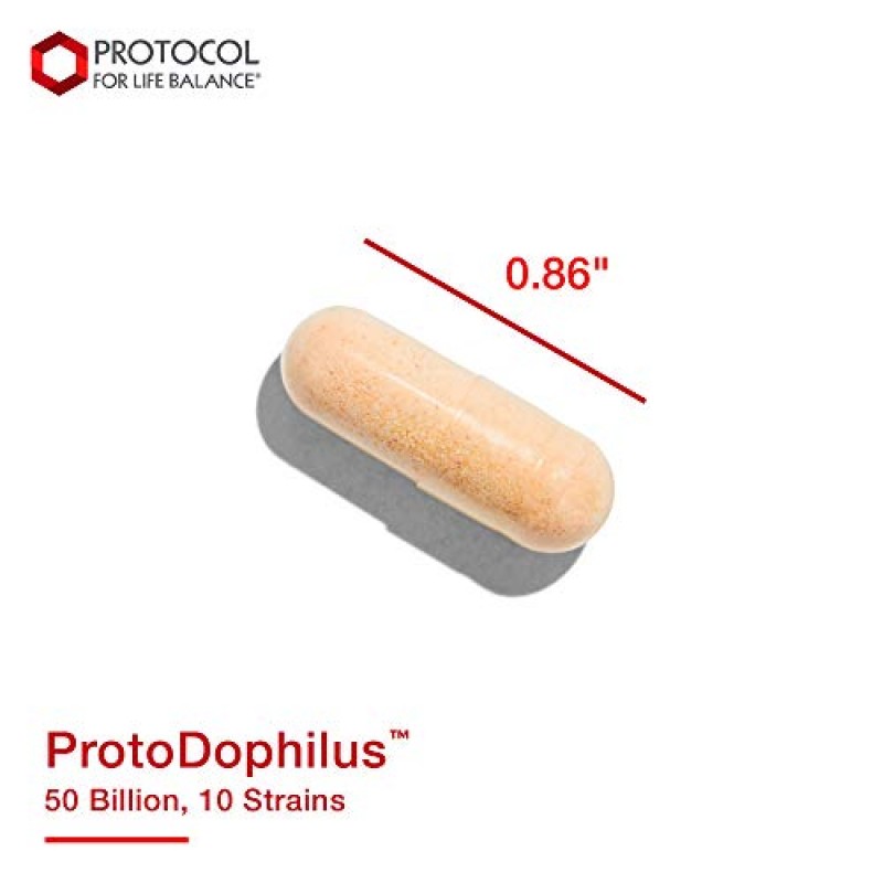 생명 균형을 위한 프로토콜 - 프로토도필루스 - 500억, 10가지 균주 - 소화 기능과 면역 건강을 지원하는 건강한 장내 프로바이오틱 식물군 - 50 식물성 캡슐