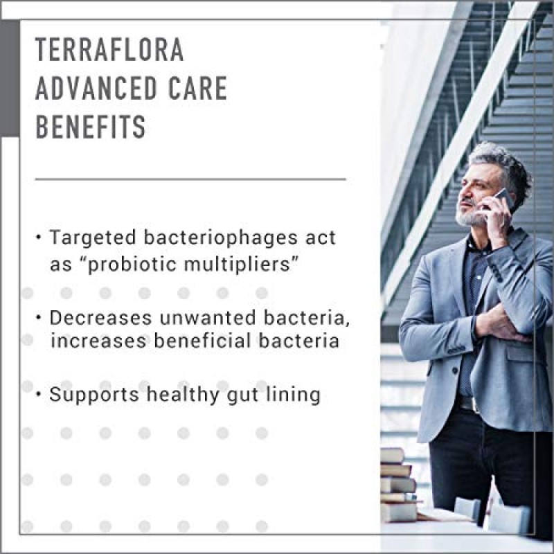 Enviromedica Terraflora Advanced Care SBO 프로바이오틱 + 프리바이오틱 보충제 - 특허 받은 PreforPro 파지 복합체(60ct)가 포함된 토양 기반 상온의 안정적인 바실러스 포자 신바이오틱