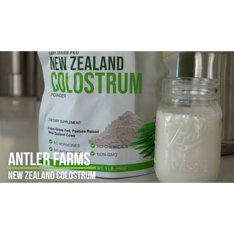 Antler Farms 100% 순수 뉴질랜드 초유, 30인분, 1파운드 - 목초 사육, 목초 사육, 청정 공급, 냉간 가공, 희석되지 않음, 높은 IgG 함량