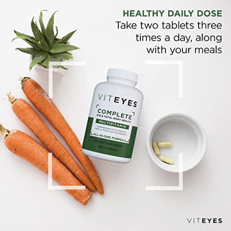 Viteyes Complete Eye & Total Body Health 종합 비타민 영양 보충제, 180 캡슐, 화이트