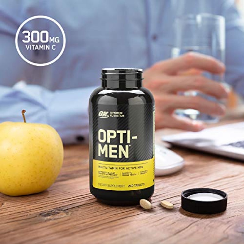 Optimum Nutrition Opti-Men, 면역 지원을 위한 비타민 C, 아연 및 비타민 D, E, B12 남성용 일일 종합비타민 보충제, 240개(포장은 다를 수 있음)