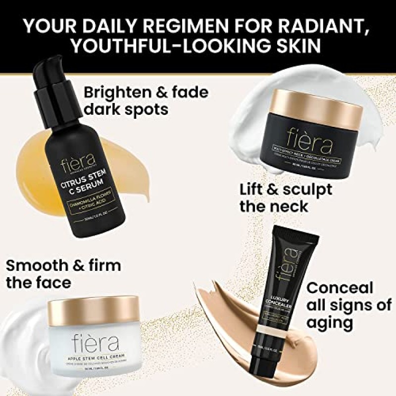 FIÈRA 넥 퍼밍 & 타이트닝 크림 - 목용 안티 에이징 모이스처라이저 - 글리콜산 및 히알루론산, 스쿠알란, 버드나무 껍질 추출물 함유 - 1.69 FL. 온스. / 50ML