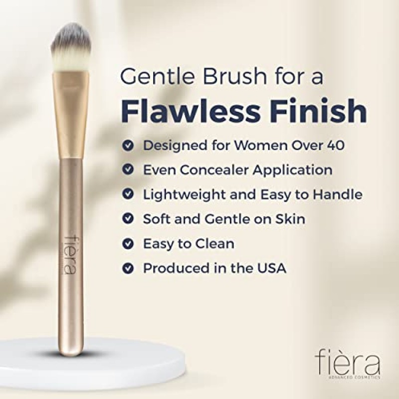 FIÈRA 컨실러 브러시 - 크림 및 리퀴드 컨실러 메이크업을 위한 전문 페이셜 브러시 - 매끄럽고 균일한 도포 - 가볍고 세척이 용이함 - Fièra 럭셔리 컨실러와 함께 사용하기에 적합
