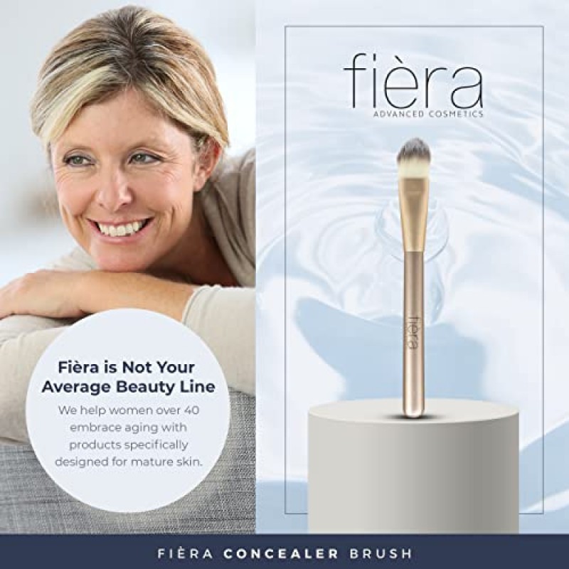 FIÈRA 컨실러 브러시 - 크림 및 리퀴드 컨실러 메이크업을 위한 전문 페이셜 브러시 - 매끄럽고 균일한 도포 - 가볍고 세척이 용이함 - Fièra 럭셔리 컨실러와 함께 사용하기에 적합