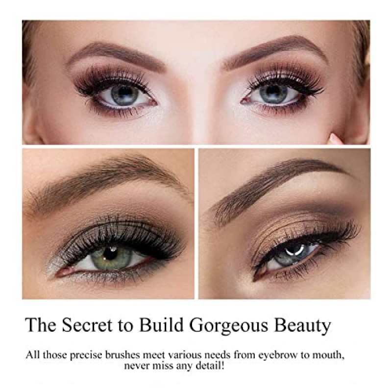 Kanviensl 여행 메이크업 브러쉬, 5개 휴대용 소프트 염소 털 메이크업 블렌딩 브러쉬 세트, 케이스 포함, 파우더 블러쉬 컨실러 컨투어링 하이라이팅을 위한 완벽한 메이크업 도구