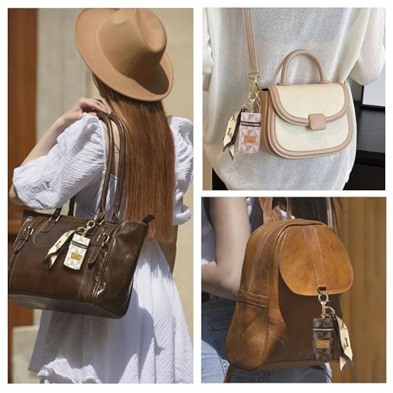 BADETI 3PCS 립스틱 케이스 립스틱 주최자 고급 가죽 립글로스 가방 미니 립스틱 케이스 키체인 립스틱 홀더 소녀 여행 립글로스 메이크업 보관 케이스 지갑 향수 손톱 폴란드어