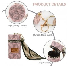 BADETI 3PCS 립스틱 케이스 립스틱 주최자 고급 가죽 립글로스 가방 미니 립스틱 케이스 키체인 립스틱 홀더 소녀 여행 립글로스 메이크업 보관 케이스 지갑 향수 손톱 폴란드어