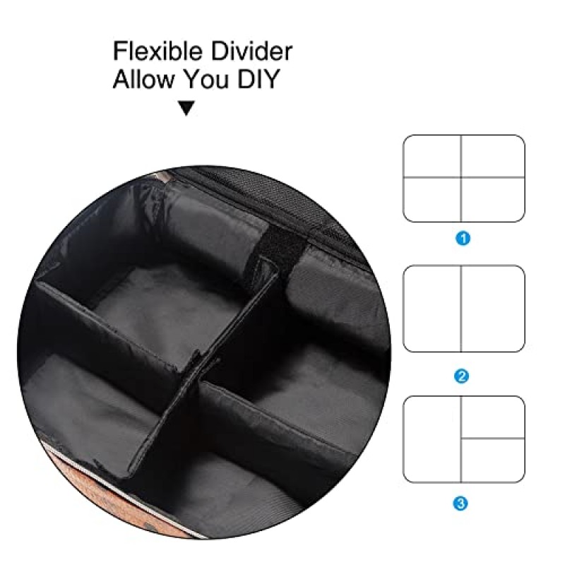 여성용 LACATTURA 더블 레이어 메이크업 가방, 가죽 여행 세면도구 가방, 조절 가능한 칸막이가 있는 대형 화장품 케이스, 휴대용 메이크업 정리함, 브러시 홀더, 여성용 미용 보관 가방, 브라운