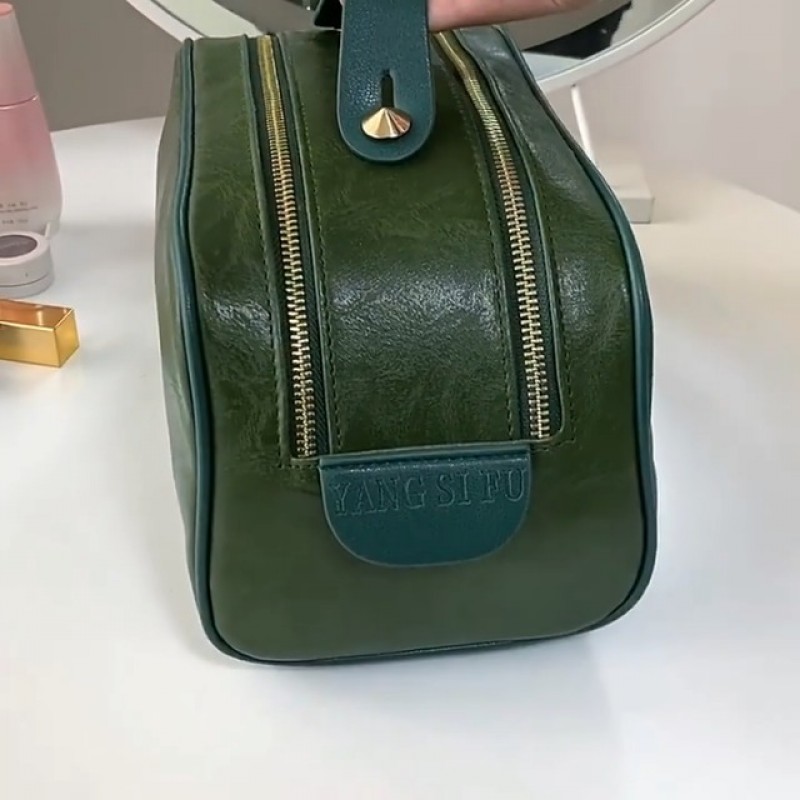 Leipple 메이크업 가방 2 팩 - 대용량 휴대용 여행 화장품 세면 용품 가방 PU 가죽 방수 메이크업 가방 여성용 다기능 주최자 보관 가방 여자