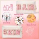 Y1tvei 2Pcs 프레피 패치 스킨 헤어 대표팀 편지 화장품 세면 용품 가방 핑크 편지 메이크업 가방 지퍼 파우치 보관 휴대용 지갑 여성용 방수 여행 주최자 선물 Teen Girls (Shell Gold)